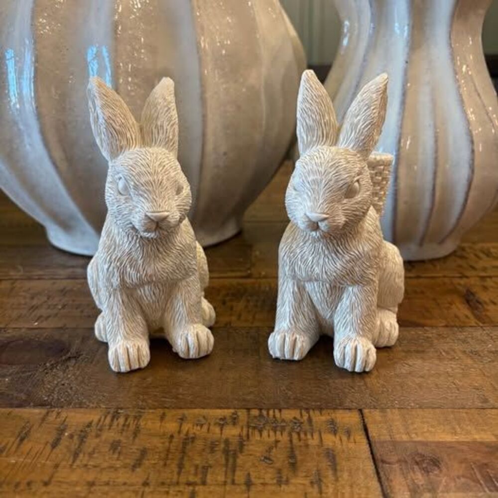 Set of 2 Bunny Resin Taper Candle Holders Cottage Farmhouse Decor NEW